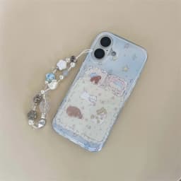 Korejská kreslená štěňata a koťata s řetízkem na zápěstí pro iPhone 17 16 15 14 11 12 13 Pro Max 16E 17Air 7 8 Plus kryt - náhled 4