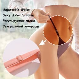 FINETOO 4ks/sada nastavitelných dámských bavlněných kalhotek, sexy, nízký pas, tanga, jednobarevné, bezešvé dámské kalhotky - náhled 2
