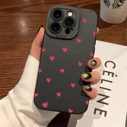 Černý silikonový kryt s motivem srdce pro iPhone 17 16 15 14 11 Pro Max 12 13 Mini XS XR X 8 7 Plus nárazuvzdorný měkký silikonový nárazník - náhled 2