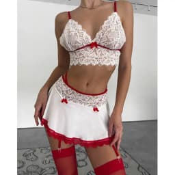 Sexy spodní prádlo Temptation Cosplay Uniform Průhledná podprsenka a kalhotky Podvazkový set Šaty Kostýmy Noční košile Tanga - náhled 3