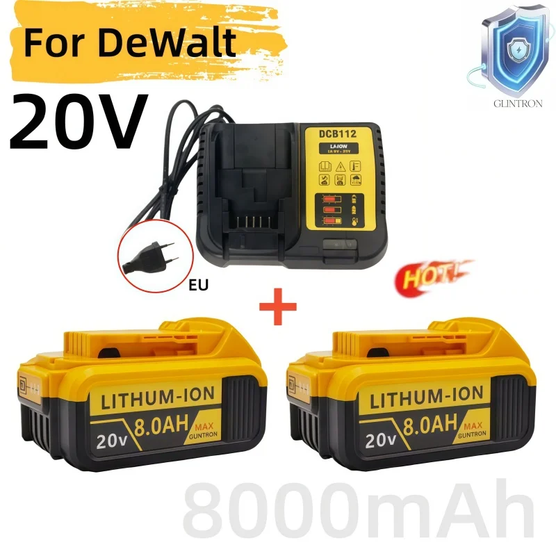Dobíjecí lithium-iontová baterie 20V 8,0Ah MAX, která může nahradit baterii Dewalt 18/20V, vhodná pro nářadí Dewalt DCF850 DCD796 DCF922