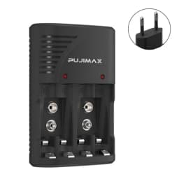 EU Plug Universal Battery Charger 4-Slot Wall With LED Light For 9V Rechargeable Batterys 1.2V AA/AA