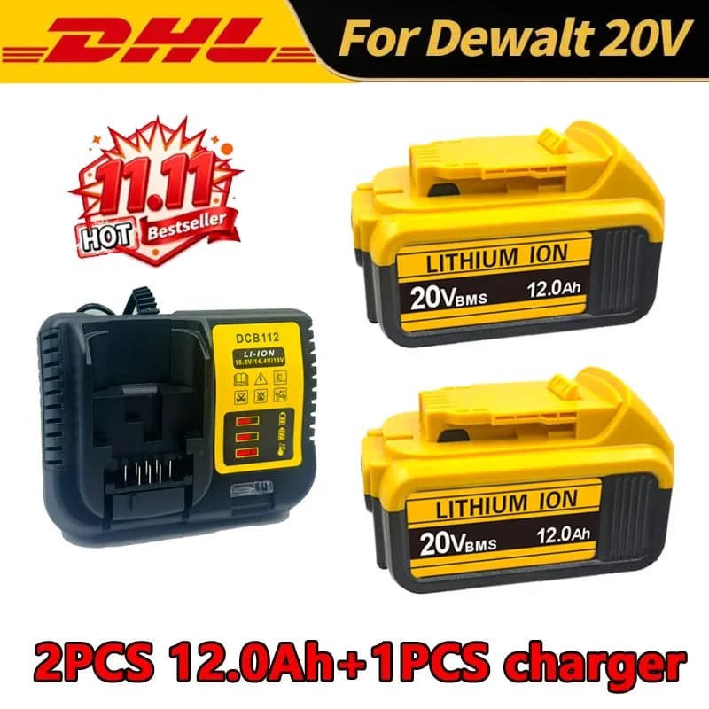 100% originální 20V 12Ah MAX baterie náhrada za elektrické nářadí DeWalt DCB184 DCB181 DCB182 DCB200. Baterie pro elektrické nářadí