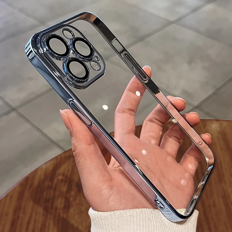 Luxusní galvanicky pokovené ochranné pouzdro pro iPhone 17 16 11 12 13 14 15 Pro Max Xs XR Max 7 8 Plus SE2020 měkké průhledné pouzdro