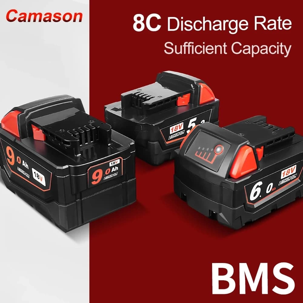 Baterie Camason M18 pro Milwaukee řady M18, dobíjecí 18V Li-ion baterie, náhradní baterie M18B6, dostatečná kapacita