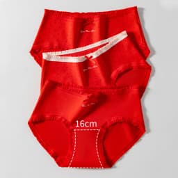 3Pcs/Set Women Cotton Panties Good Lucky Red Underwear Breathable Girls Briefs Soft Mid Waist Underp