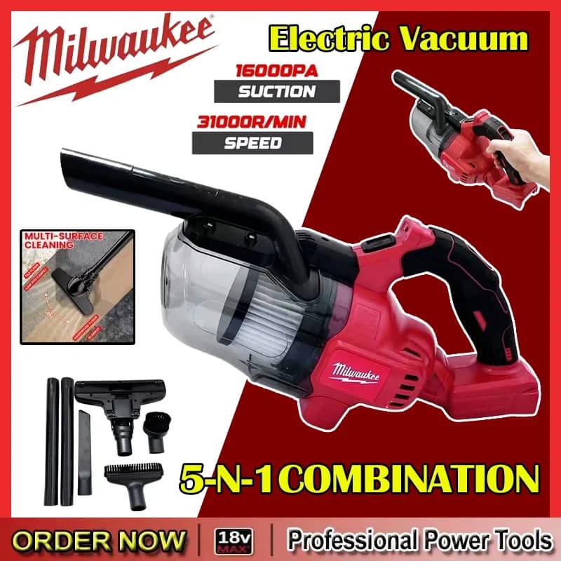 Milwaukee LED akumulátorový elektrický vysavač, přenosný, pro domácnost, průmysl, stavebnictví, úklidový nástroj, 18V baterie