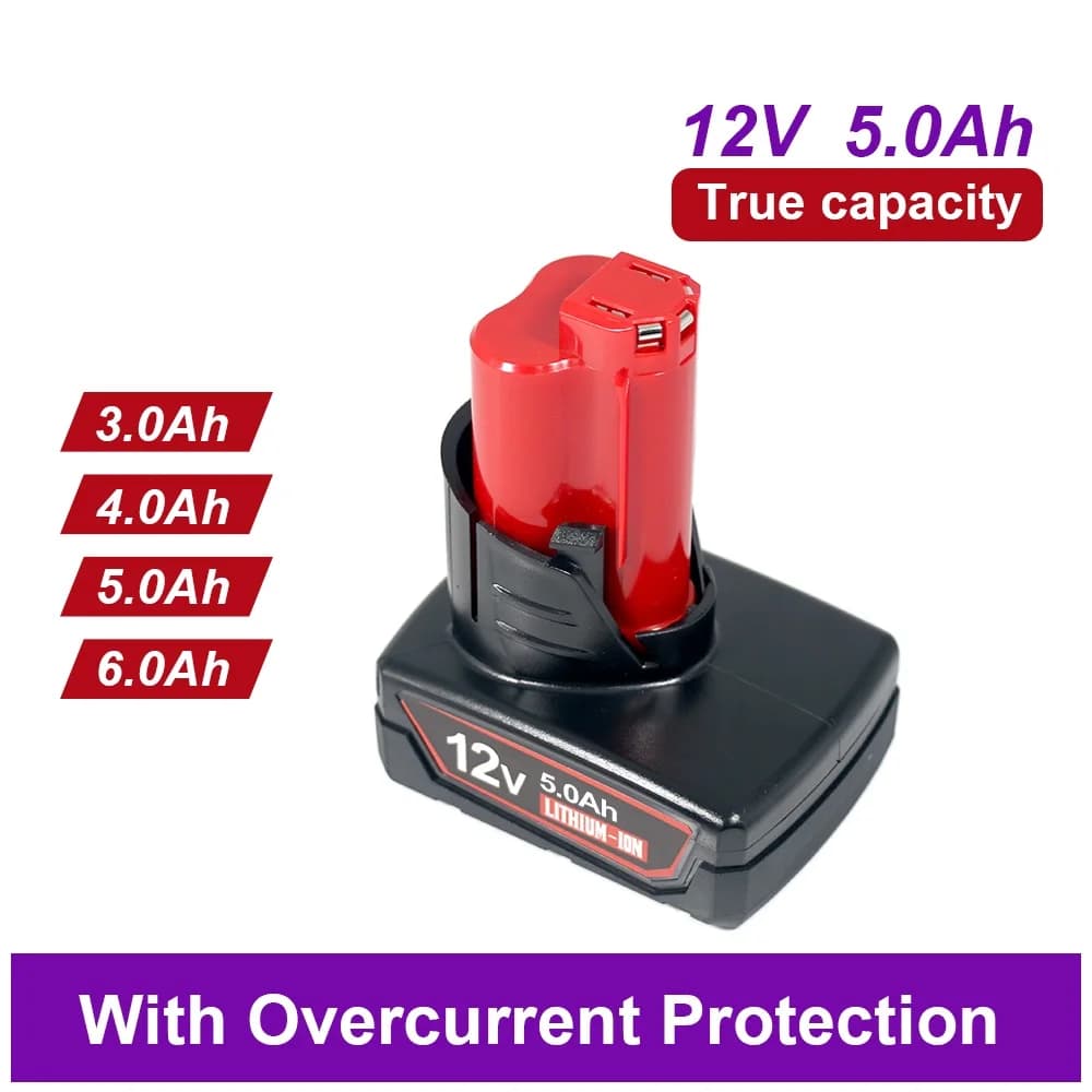 Pro Milwaukee 12V 5Ah 18650 12V M12 6Ah lithiová baterie 6Ah XC 5Ah 6Ah 48-11-2410 5Ah 48-11-2411 12V akumulátorové nářadí Baterie