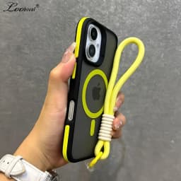 for Magsafe Double Color Wrist Strap Case for iPhone 16 15 14 17 Pro Max Air Plus 13 12 Lanyard Matt