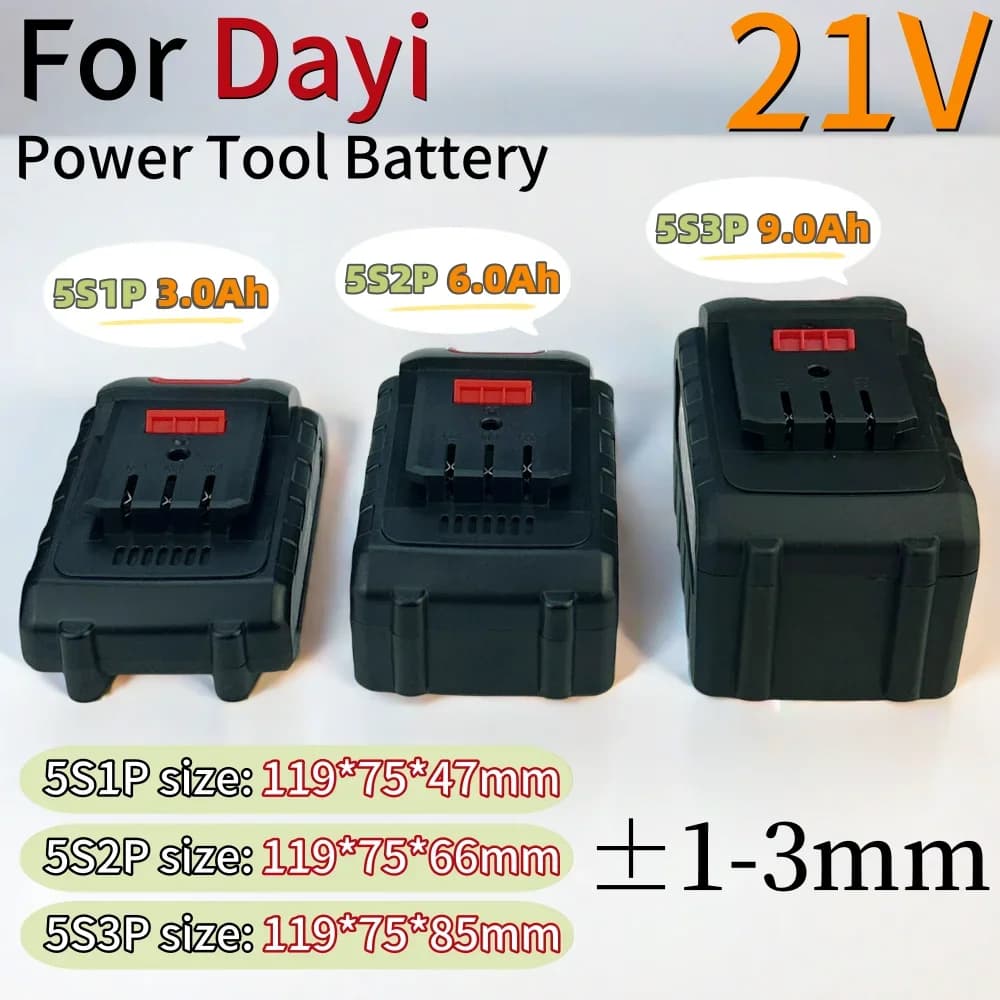 21V 3000/6000/9000mAh dobíjecí lithium-iontová baterie do elektrického nářadí vhodná pro akumulátorový elektrický utahovák Dayi, rázový utahovák do auta