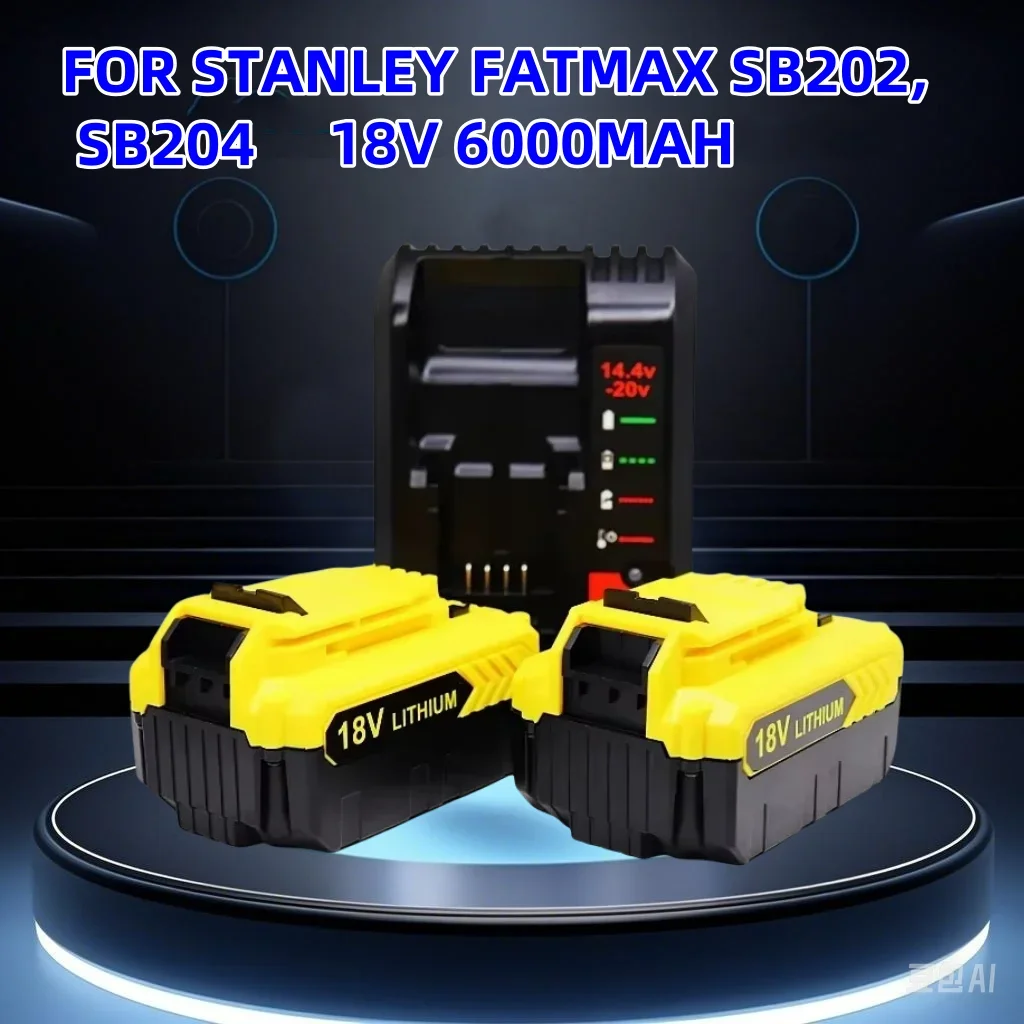 Velkokapacitní baterie pro elektrické nářadí 18V/20V MAX PRO STANLEY FATMAX SB202, SB204, SB206 - 6,0 Ah lithium-iontová pro dlouhodobé používání
