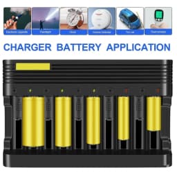 Nabíječka lithiových baterií 18650, 10 slotů, univerzální nabíječka pro lithium-iontové dobíjecí baterie 26650, 16340, 18500, 10440, 18350, 17670 - náhled 3