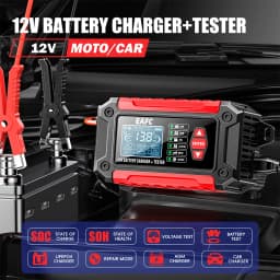 Nový 2v1 chytrý tester autobaterií, nabíječka, analyzátor autobaterií pro olověné, kyselinové, AGM, gelové, lithiové, LiFePo4 baterie - náhled 5
