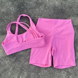 Dámské legíny s vysokým pasem, těsné, s vysokým nárazem, s popruhem na rameno, pro fitness, s podprsenkou, s vysokým pasem a krátkými legínami - náhled 4