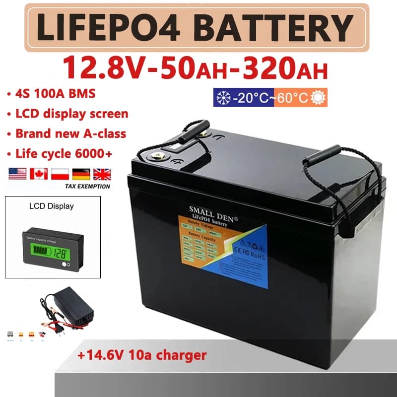 2025 12,8V 120Ah 180Ah 320Ah lithium-železitý fosfátový akumulátor se 100% kapacitou 4S 100A BMS, vhodný pro domy, lodě, golfové vozy