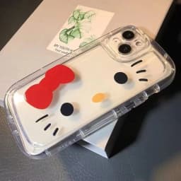 Pouzdro s motivem Hello Kitty s červenou mašlí a tlustým popruhem pro iPhone 16 14 12 13 11 15 Pro Max XR XS MAX 7 8Plus MINI Y2K Girl Kawaii Cover - náhled 5