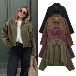 2025 Fall Winter New Fashion Women's Jacket  Batwing Sleeve Zipper Loose-Fit Suede Jacket Women's Ca