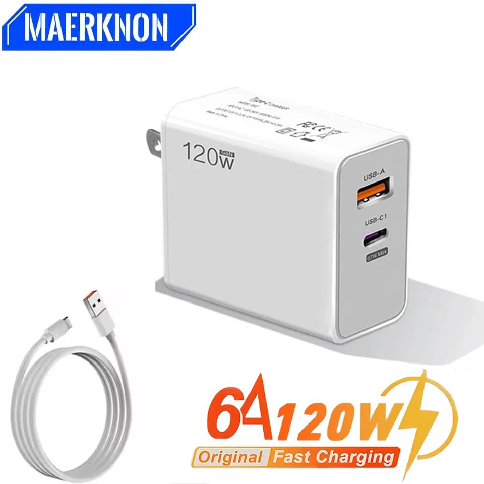 USB GaN nabíječka QC 3.0 120W rychlé nabíjení nabíječka mobilních telefonů do zásuvky pro iPhone 15 Samsung Xiaomi Huawei nabíječka typu C