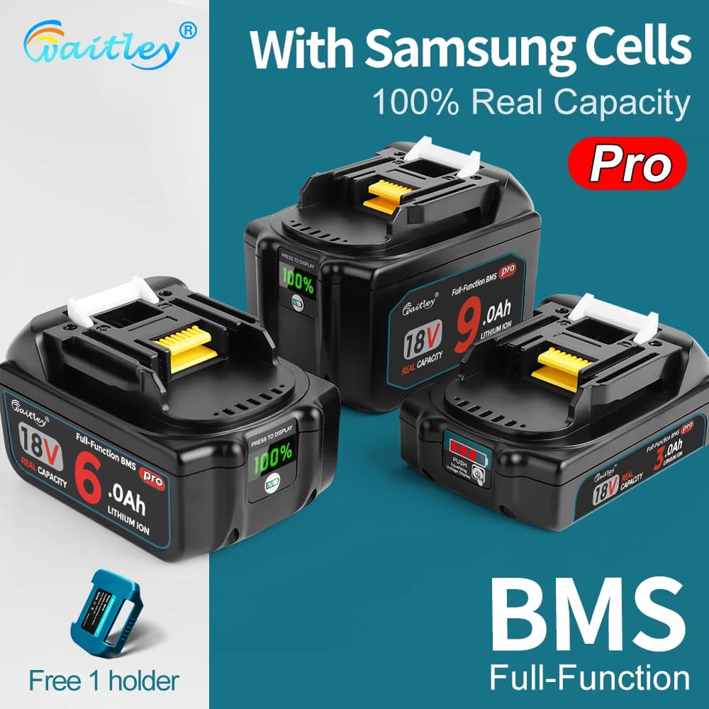 Waitley Battery Pro pro Makita 18V elektrické nářadí Dobíjecí baterie s články Samsung / Náhradní příslušenství k nářadí BL1860