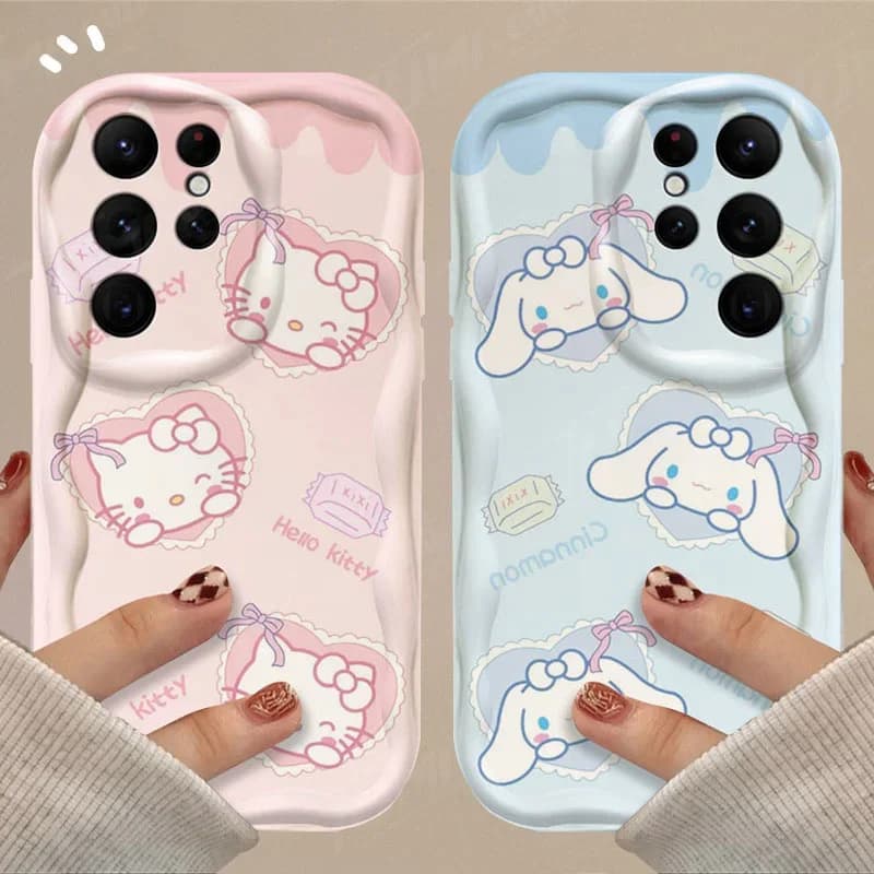 Silikonový kryt Sanrio Hello Kitty Cinnamoroll Wave pro Samsung Galaxy A54 A34 A14 A24 A13 A23 A33 A53 A73 A15 A05 A05S