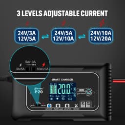 10A/20A 12V 24V nabíječka autobaterií plně automatická pulzní nabíječka pro opravu olověných lithiových baterií Lifepo4 AGM - náhled 3