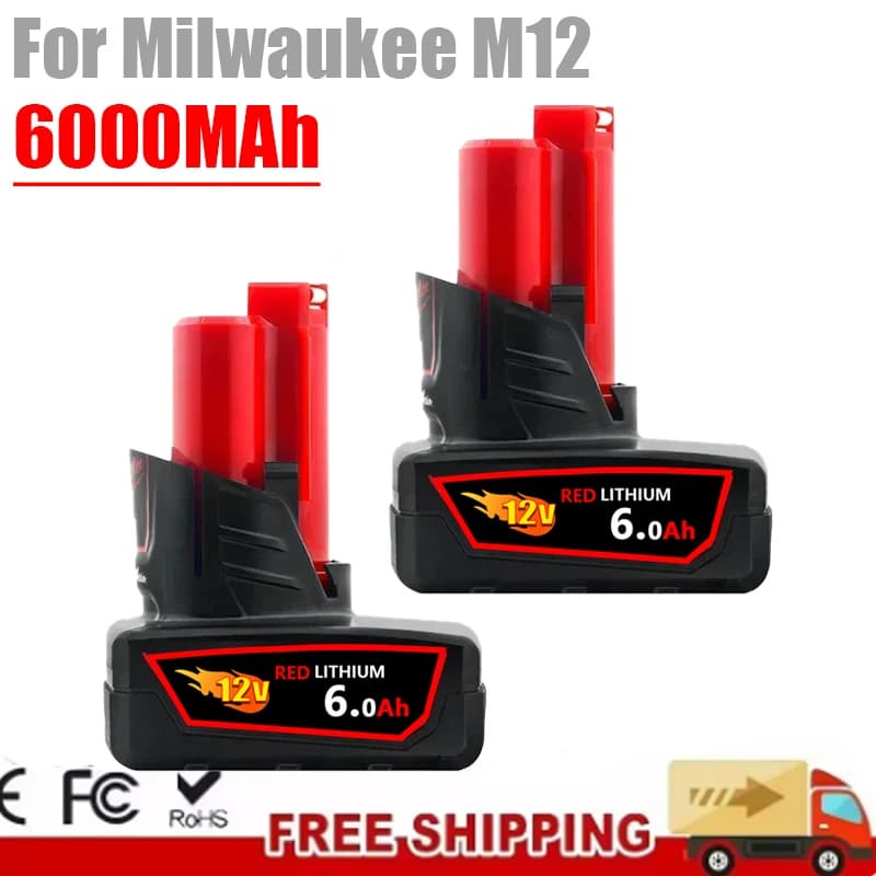 Baterie Milwaukee M12 12V 6000mAh Li-ion Náhradní baterie pro nářadí Milwaukee M12 48-11-2402 Baterie.
