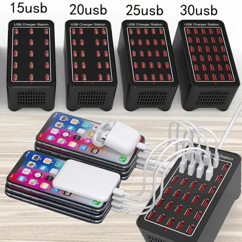 150W USB nabíječka 20/25/30 portů HUB s více porty, univerzální nástěnná rychlonabíjecí stanice pro mobilní telefon, napájecí adaptér