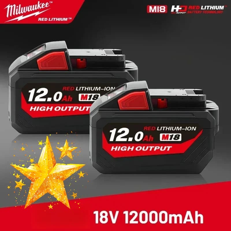 12Ah originální baterie pro elektrické nářadí Milwaukee M18, nabíječka, BR, XC, 18V, 12000mAh M18B5, 48-11-1860, vestavěná baterie 21700
