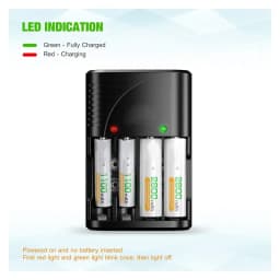 Univerzální nástěnná nabíječka baterií se zástrčkou EU se 4 sloty a LED světlem pro 9V dobíjecí baterie a 1,2V AA/AAA dobíjecí chytré baterie - náhled 5