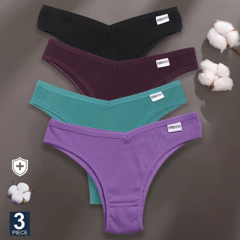 FINETOO 3PCS/Set Kalhotky Dámské Bavlněné Spodní Prádlo Dámská Tanga Sexy Spodní Prádlo Nízký Pas Bikiny Brazilské Kalhotky