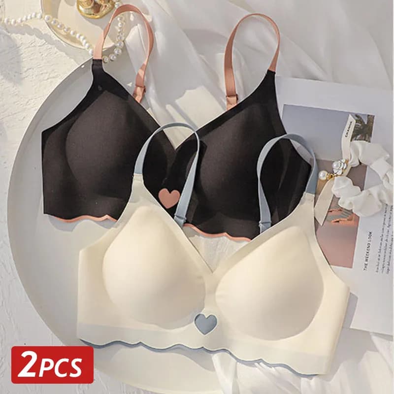 2 ks/sada dámských bezešvých podprsenek s push-up vycpávkou, pohodlné spodní prádlo pro ženy, sexy spodní prádlo s výstřihem do V