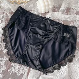 M-XXXL Velké dámské sexy patchworkové volánky s krajkou a saténovým spodním prádlem, prodyšné, hedvábné bezešvé kalhotky s středním pasem, tenké dámské kalhotky - náhled 2