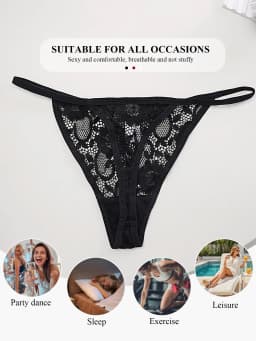 3ks sexy krajkové tanga s nízkým pasem a T-back spodní prádlo pro ženy elegantní krajkové květinové tangá s květinovým vzorem, bikiny, kalhotky, tanga mujer XS-XL - náhled 6
