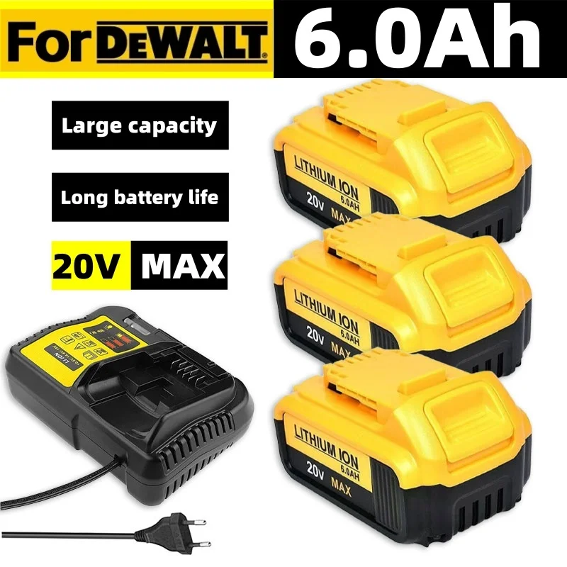 Pro DeWALT 20V Náhradní baterie 6,0Ah MAX FlexVolt pro DCB200 DCB201 DCB206 DCB205 DCB209 Baterie pro elektrické nářadí + nabíječka