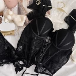 Sladké sexy krajkové spodní prádlo podprsenka sada rybí kosti korzet pikantní dívka tenký ramínko shromážděný typ dámské spodní prádlo - náhled 2