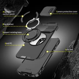 Luxusní magnetické bezdrátové nabíjení s MagSafe Armor pouzdrem pro iPhone 16 15 14 13 12 11 Pro Max Plus slide fotoaparát ochranný kryt pro PC - náhled 6