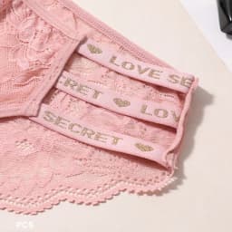 4ks/sada sexy poloprůhledných květinových krajkových kalhotek - s dutým pasem a potiskem "LOVE SECRET" - nízký pas, spodní prádlo - náhled 3