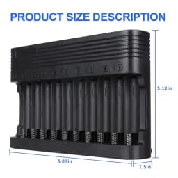 Nabíječka lithiových baterií 18650, 10 slotů, univerzální nabíječka pro lithium-iontové dobíjecí baterie 26650, 16340, 18500, 10440, 18350, 17670 - náhled 5