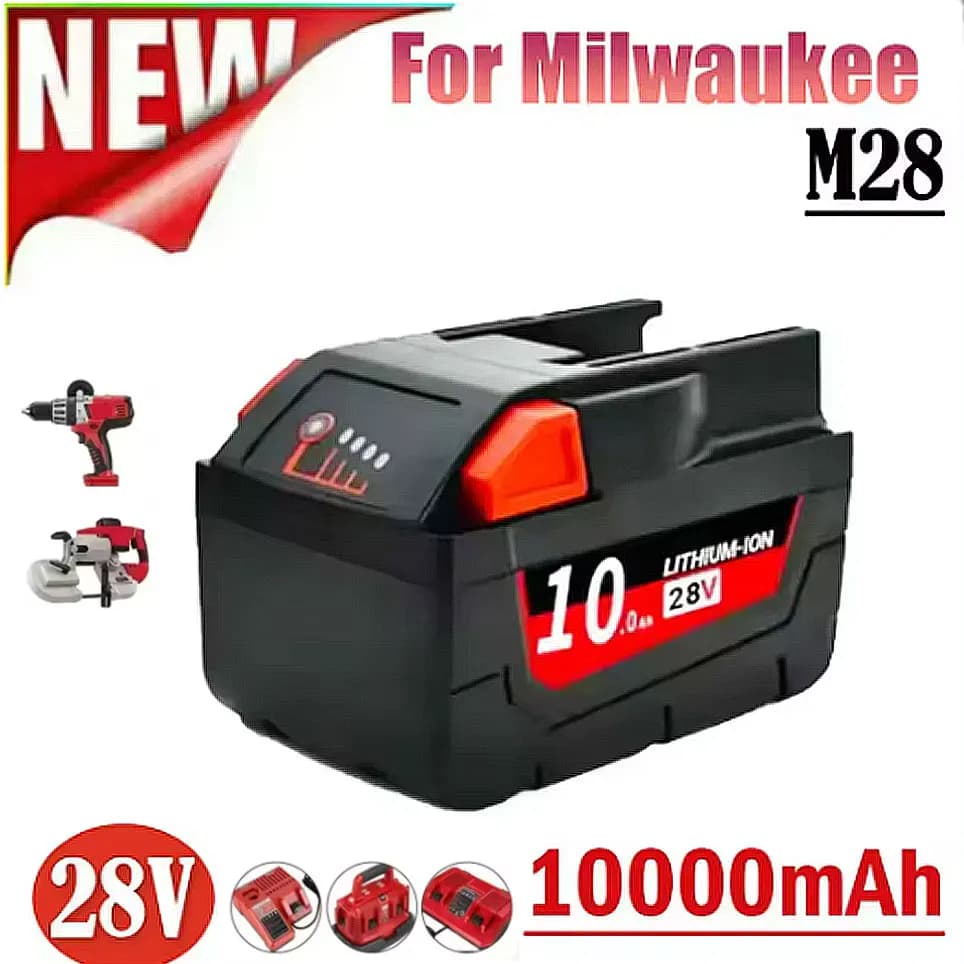 Baterie 28V 6Ah Li-Ion pro Milwaukee M28 V28 M28BX M28B 48-59-2819 0730-20 pro elektrické nářadí 48-11-2830 s LED ukazatelem
