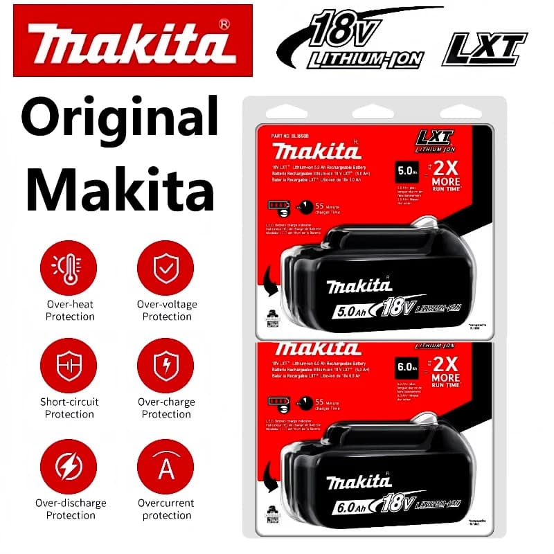 Makita 18V nabíječka baterií 6,0Ah 5,0Ah dobíjecí baterie, nahrazující Makita BL1830B L1840B L1850B L1860B, baterie pro elektrické nářadí
