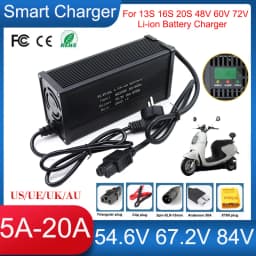 54.6V/67.2V/84V 5A 8A 10A 12A 15A 20A Lithium Battery Charger For13S 16S 20S 48V 60V 72V Li-ion Cell