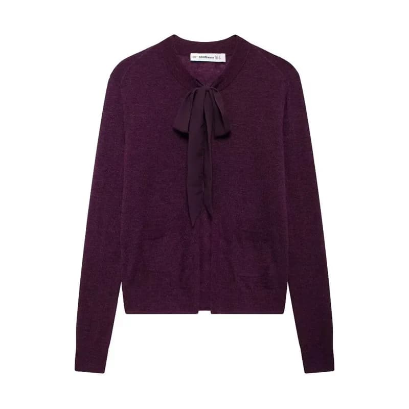 SAW Módní ležérní elegantní bunda ze směsi vlny s mašlí pro ženy, nezávislá stanice, rychlý výprodej, design s kulatým výstřihem