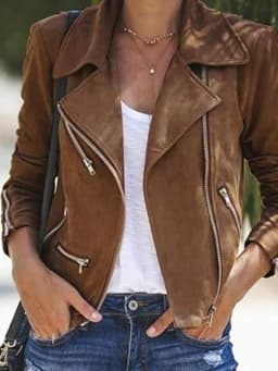 Women's Long Sleeve Lightweight Jacket Streetwear Fashion Autumn Solid Color Skinny Fit Zippers Pock