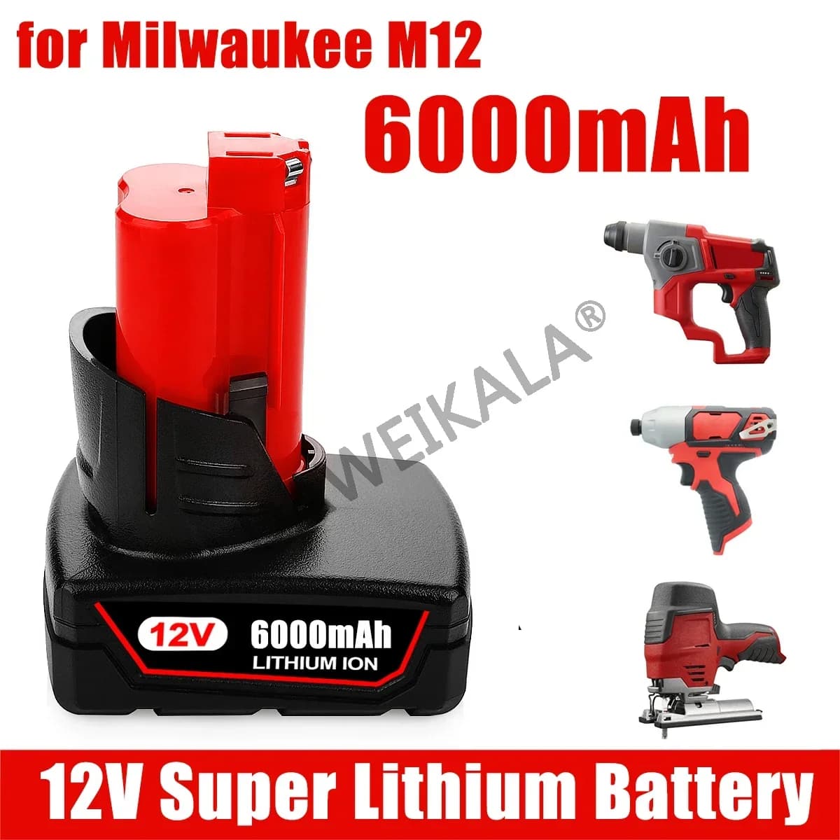 12V 6Ah Li-ion baterie pro Milwaukee 12V nářadí M12 12V M12B6 XC 6.0Ah akumulátorové vrtačky Li-ion baterie 48-11-2402