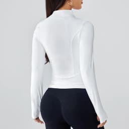 Dámská jarní a letní bunda na jógu se stojáčkem a zipem, zeštíhlující, sluneční, s dlouhým rukávem, luxusní a fitness top - náhled 4