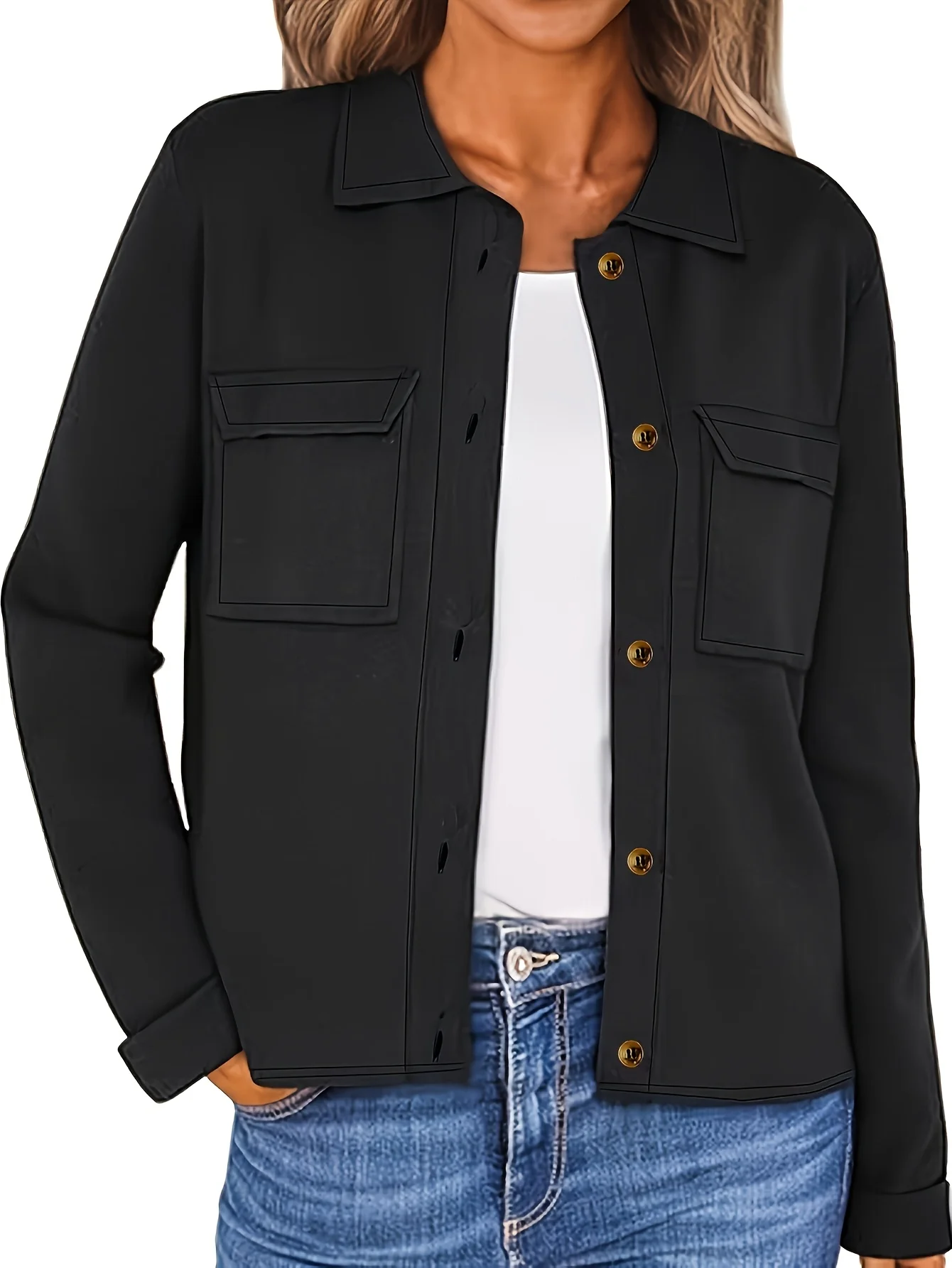 Dámská volnočasová tkaná bunda s kapucí, volný střih, pohodlné svrchní oblečení pro všechna roční období