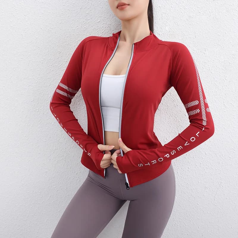 Dámská sportovní fleecová bunda na zip, rychleschnoucí sportovní bunda s rukávy na zip