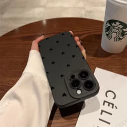 Černý silikonový kryt s motivem srdce pro iPhone 17 16 15 14 11 Pro Max 12 13 Mini XS XR X 8 7 Plus nárazuvzdorný měkký silikonový nárazník - náhled 3