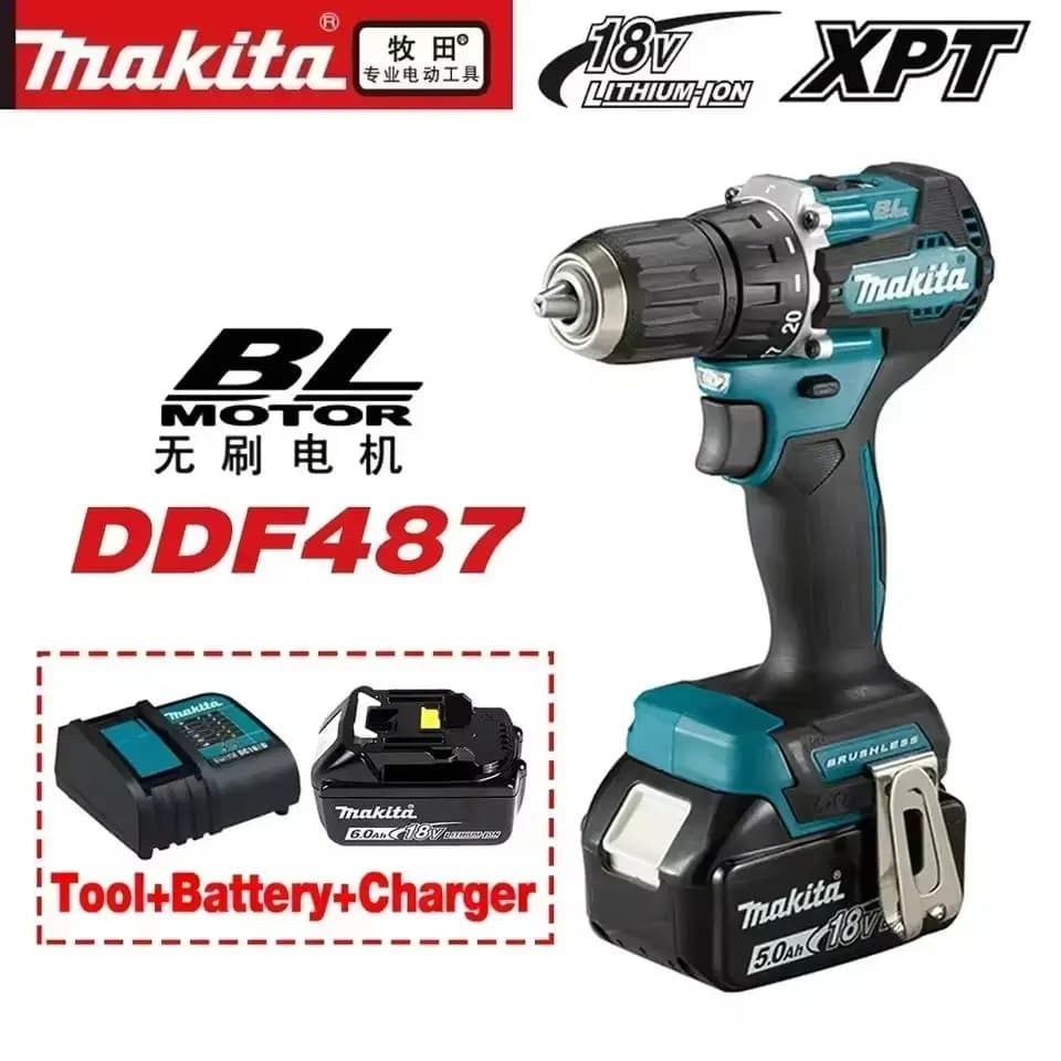 100% Makita DDF487 ddf487 18V šroubovák Bezkartáčová elektrická vrtačka Příklepová vrtačka Decoration Team Power Tools Makita 18V baterie