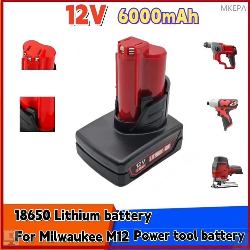 💻PRO M12 12V 6Ah lithiovou baterii pro Milwaukee 12V M12 XC 48-11-2410 48-11-2420 48-11-2411 12V akumulátorové nářadí Baterie🎡